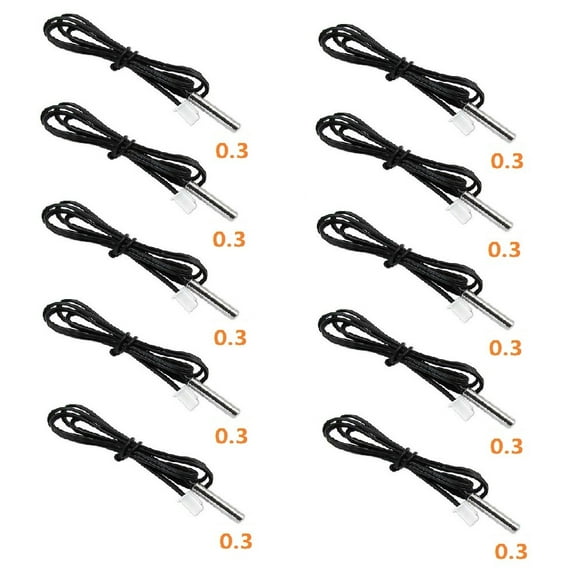 10K Ohm 1% 3435 Thermistor Temperature Sensor Cylinder Probe With Wire 10Pcs For Hvac Refrigerator Water Heater Dishwasher Ntc 10K 3435 0.3M