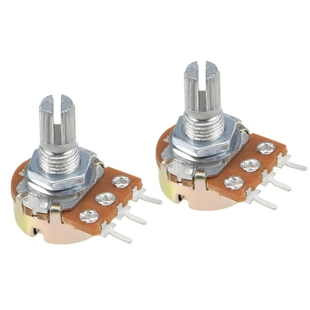 10K Ohm Linear Taper Potentiometer B10K Knurled Shaft 3 Terminals Rotary Variable Resistor 2pcs
