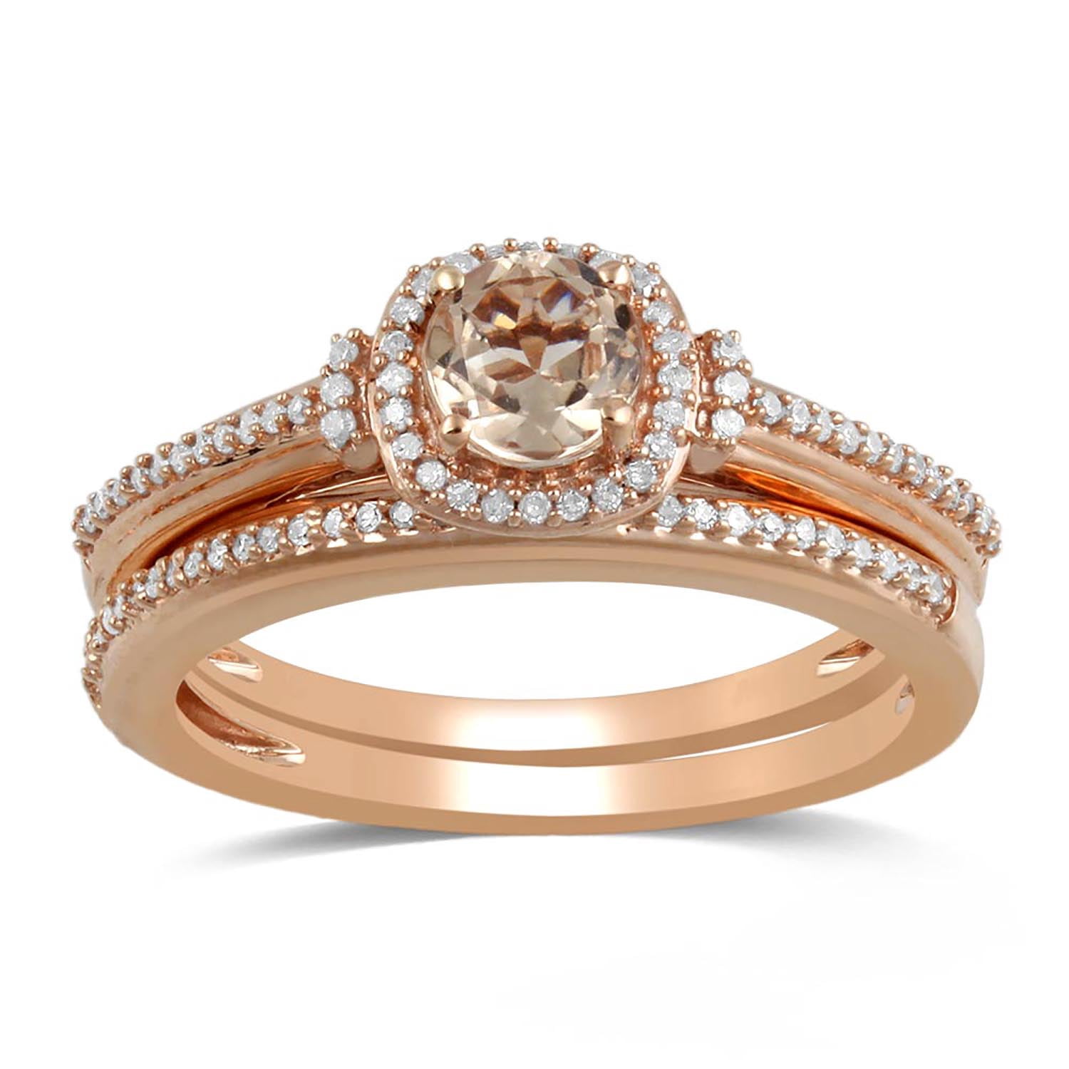 10K Pink gold Morganite bridal Ring