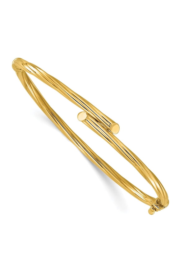 10K Polished Bypass Hinged Bangle