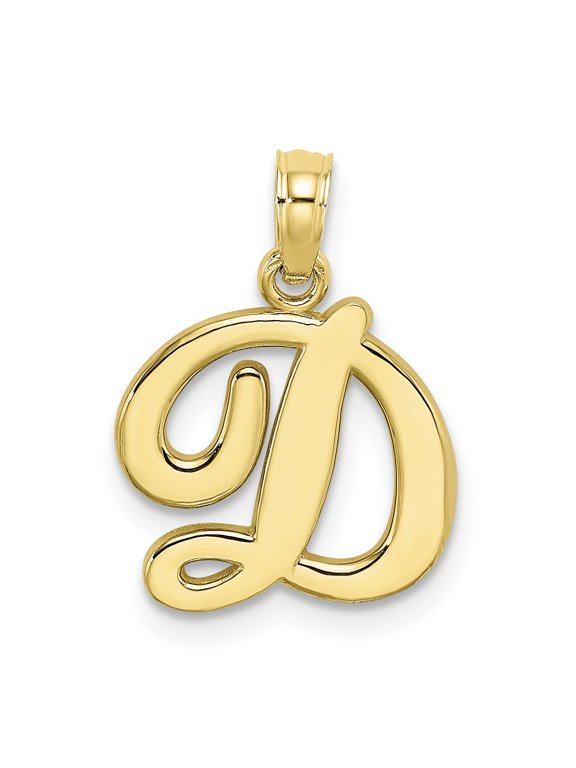10K Polished Medium Script Initial D Charm 10K6422D