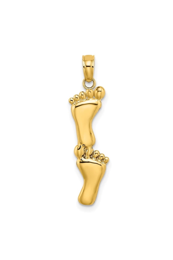 Finest Gold 10K Polished Double Vertical Feet Charm