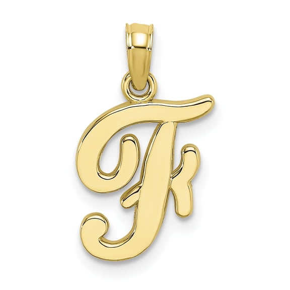 10K Polished Medium Script Initial F Charm 10K6422F