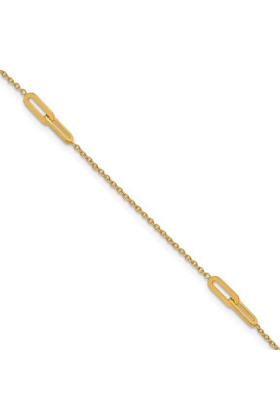 10K Polished Fancy 10in Plus 1in ext. Anklet