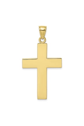 10K Polished Large Block Cross with Open Back Pendant 10K8347