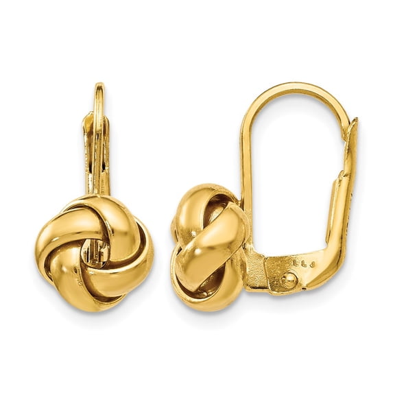 10K Polished Love Knot Leverback Earrings