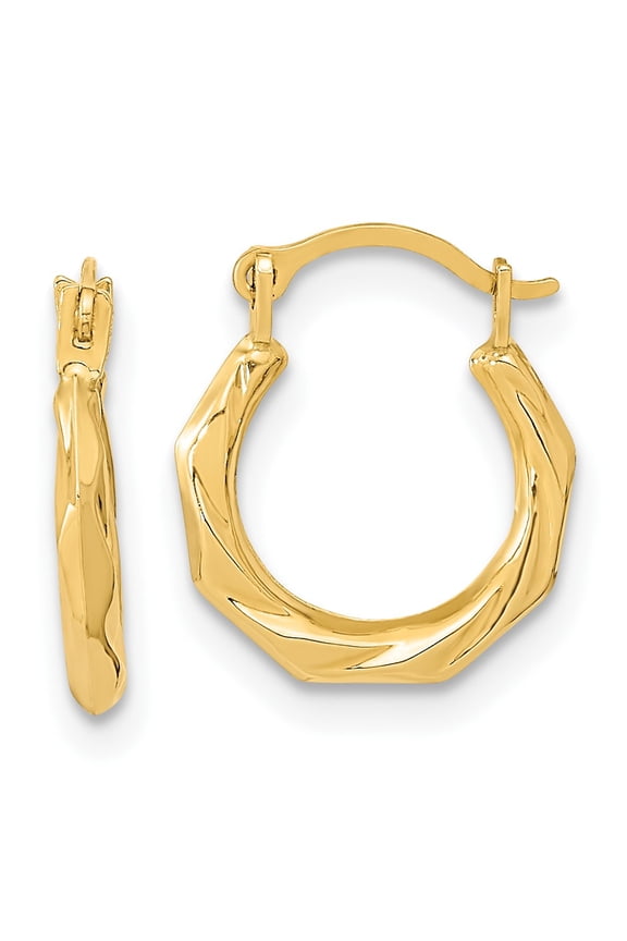 10K Polished Twist Hoop Earrings