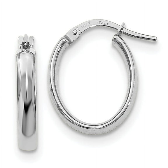 10k Polished Finish White Gold Hoop Earrings