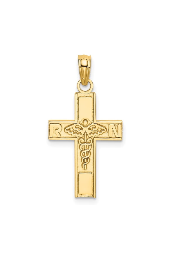 10K RN Caduceus Cross Charm