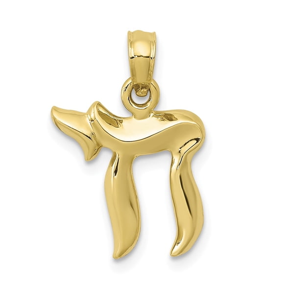 10K Small Polished Chai Pendant