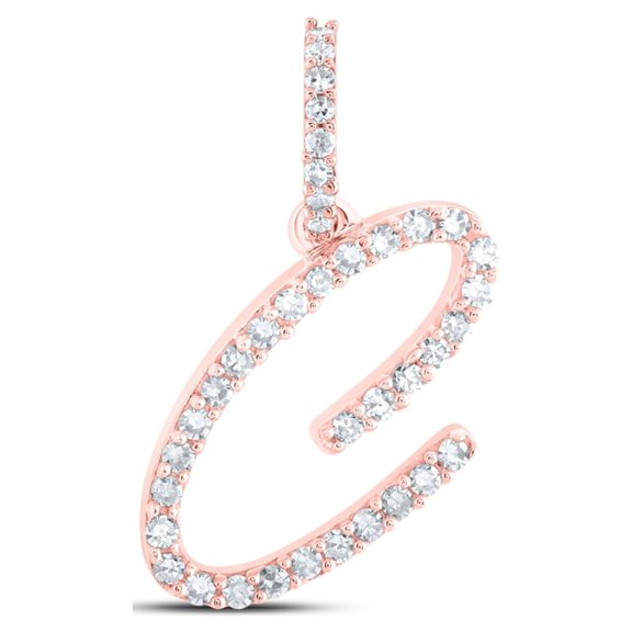 10K ROSE GOLD ROUND DIAMOND C INITIAL LETTER NICOLES DREAM COLLECTION PENDANT 1/6 CTTW