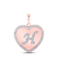 thumbnail image 1 of 10K ROSE GOLD ROUND DIAMOND HEART H LETTER PENDANT 1/4 CTTW, 1 of 1