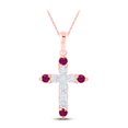 thumbnail image 1 of 10K ROSE GOLD ROUND RUBY DIAMOND CROSS PENDANT 1/4 CTTW, 1 of 1