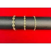 BOSPHORUSGOLD 10K Real Gold Puffed Mariner Bracelet, 10K Gold 4.5mm - 9mm Puffed Mariner Bracelet, 10k Women Bracelet, 10K Yellow Gold Puffed Mariner (Bracelet width:4.5; Bracelet length:6;)