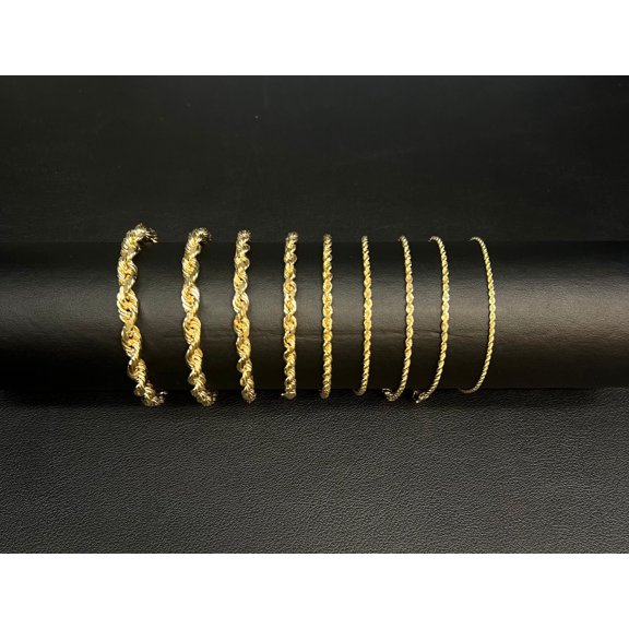 10K Real SOLID Gold Chain Bracelet, Gold Bracelet 1.6mm - 5mm,10K Gold Rope Chain, 10K Gold Chain, Men Women,10K Solid Gold Chain (Width:1.6MM; Bracelet length:8;)