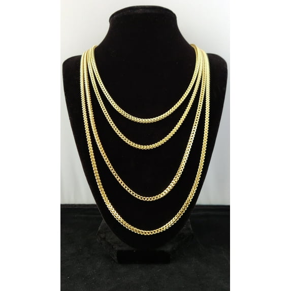 10K Real Semi Solid Gold Franco Chain Necklace, 16"-26" inch, 3mm Real 10K Yellow Gold Franco Chain,10k Gold Chain,Franco Chain (Width:3mm; Necklace length:16;)