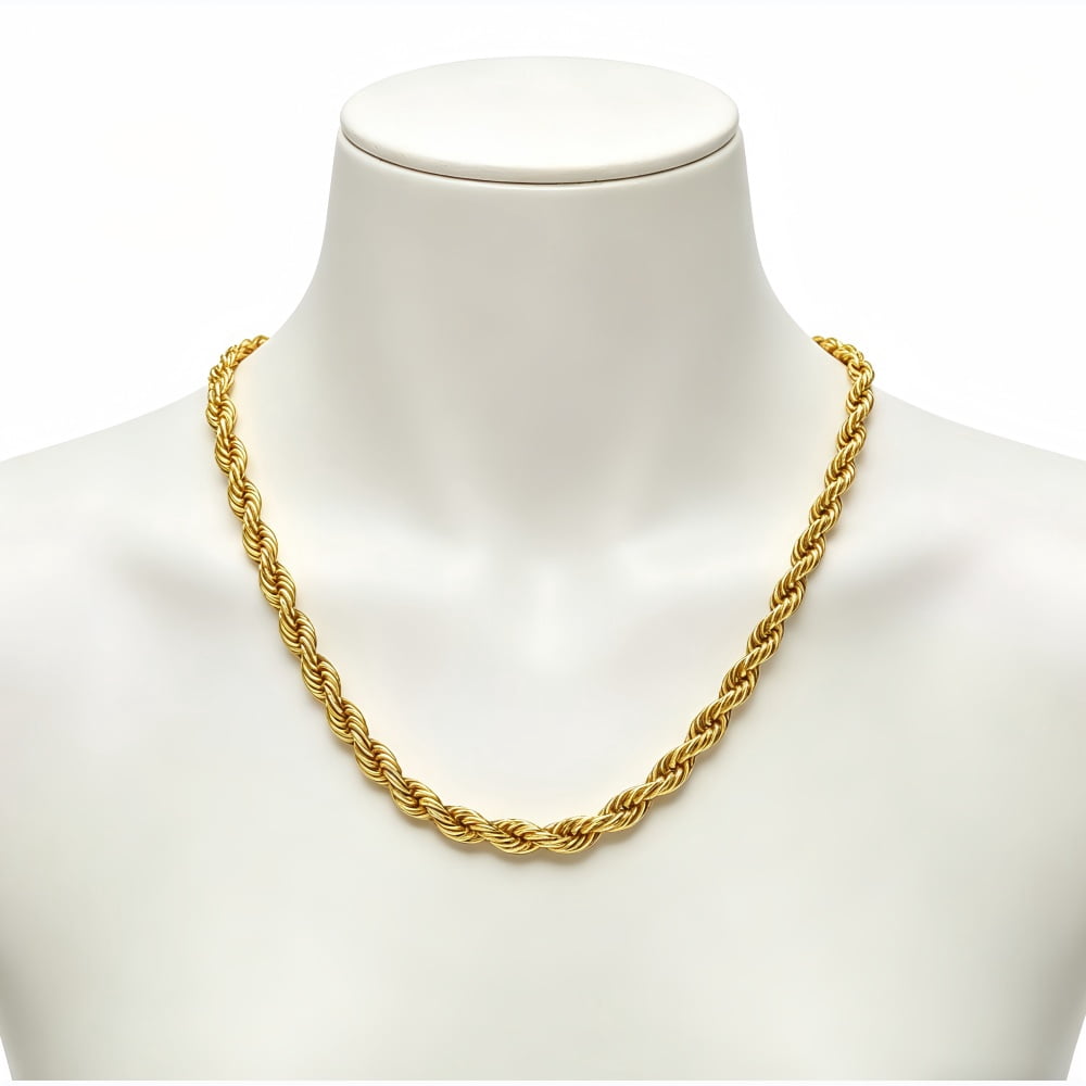 10K Real Solid Yellow Gold Necklace Rope Chain 6mm 24