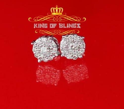 10K Real White Gold Real Diamond 0.60CT Men's/Women's Stud Round Earrings