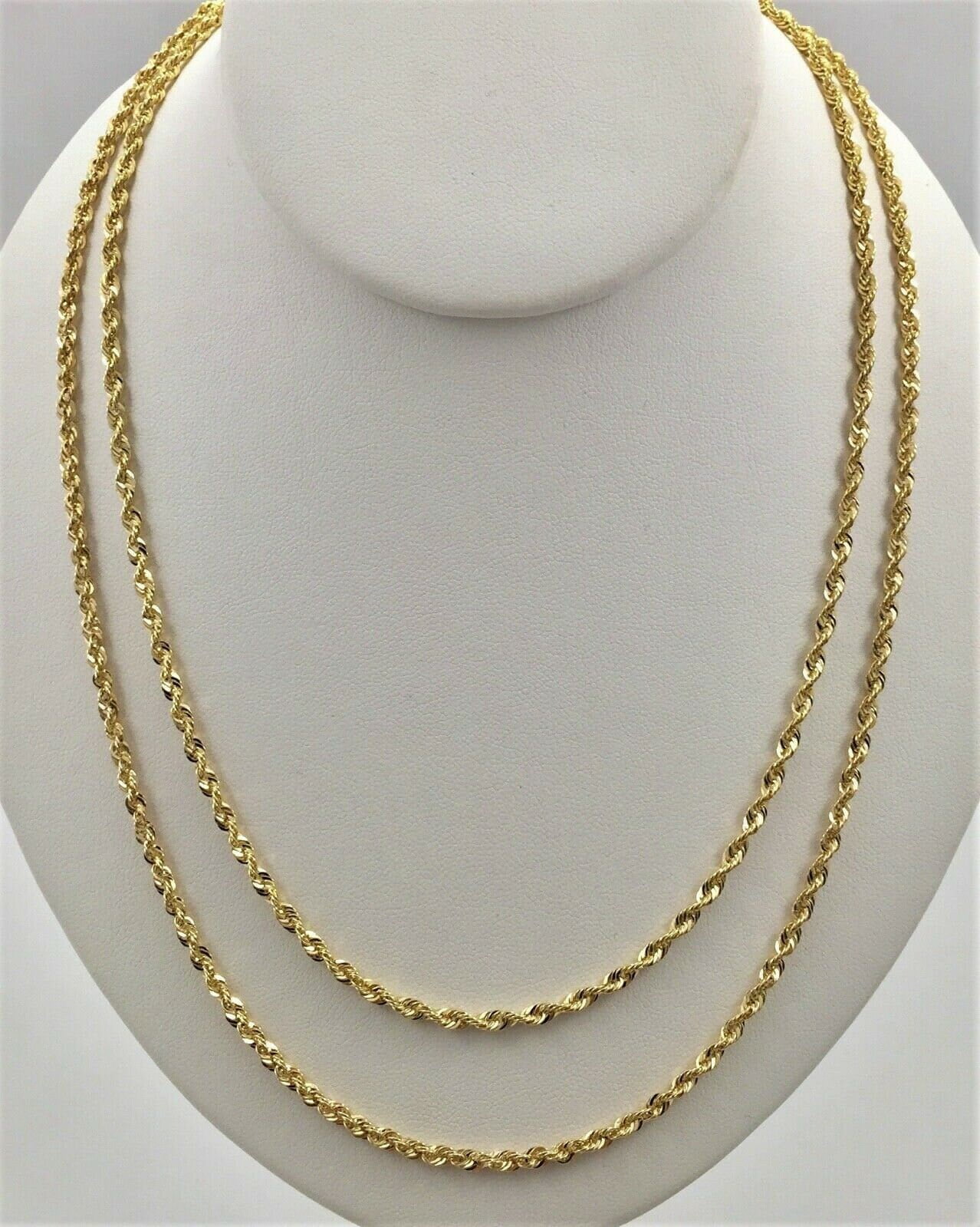 10K Real Yellow Gold 4mm Necklace Gold Rope Chain - Walmart.com