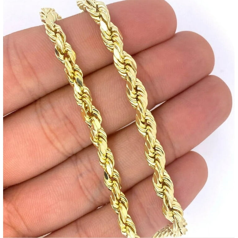 10K Real Yellow Gold 5mm Necklace Gold Rope Chain