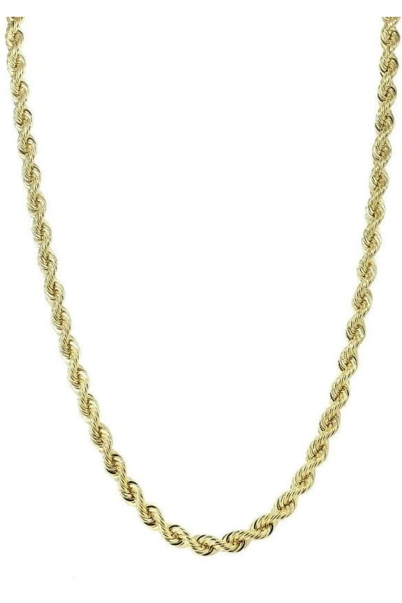 10K Real Yellow Gold 6mm Necklace Gold Rope Chain, 26in, 65cm
