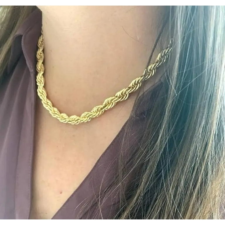 10K Real Yellow Gold 6mm Necklace Gold Rope Chain