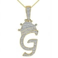 thumbnail image 1 of 10K Real Yellow Gold Genuine Diamond Initial Letter Alphabet G Crown Charm Pendant, 1 of 1