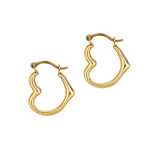 10k White Gold Heart Hoop Earrings