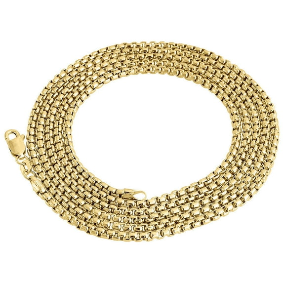 10K Real Yellow Gold Mens / Ladies 2.50 MM Round Box Chain Necklace 36 Inch
