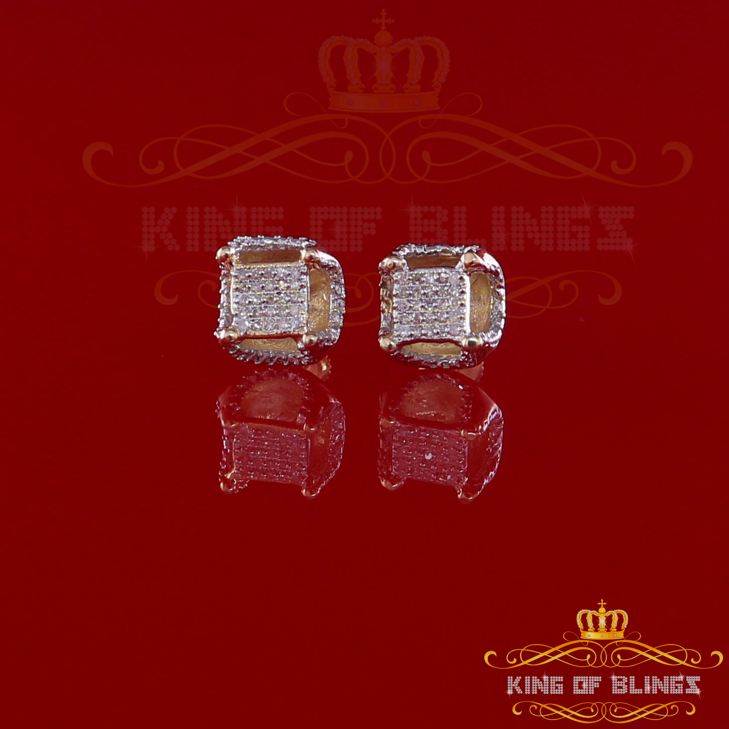 10K Real Yellow Gold Real Diamond 0.10CT Men's/Women's Stud Micro Earring