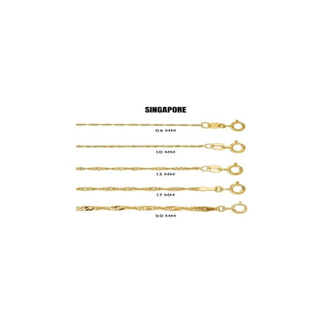 10K Real Yellow Gold Singapore Chain Necklace 1.5mm 20inch