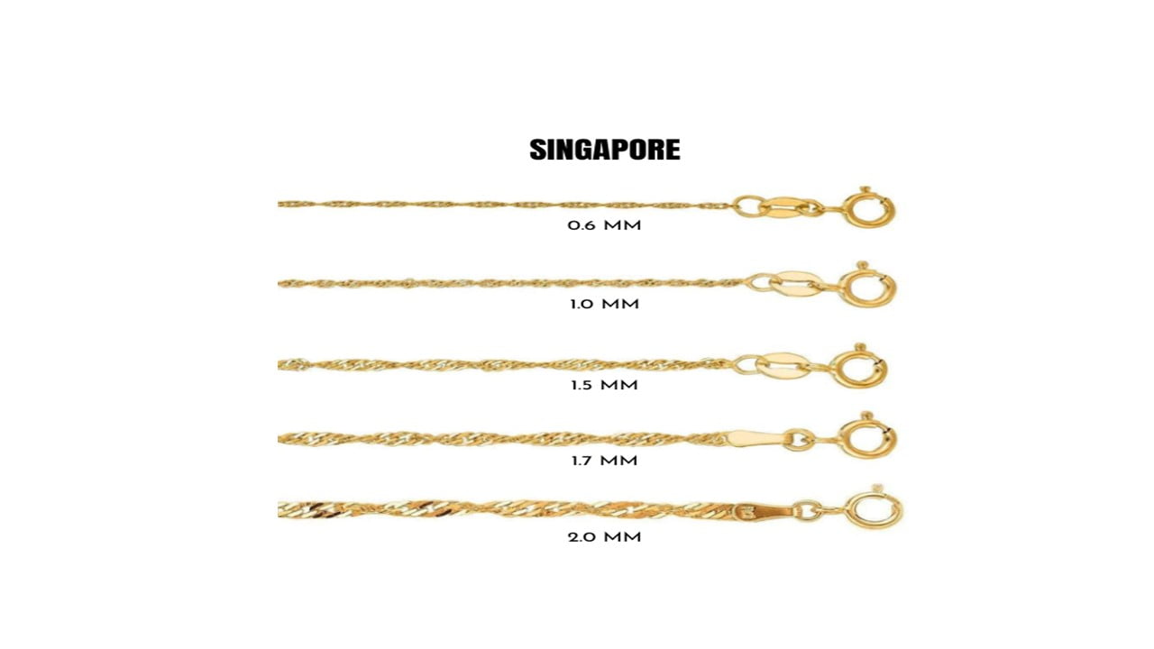 10K Real Yellow Gold Singapore Chain Necklace 1.5mm 24inch