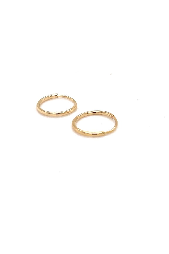 10K Real Yellow Gold Small 15mm Endless Hoop Earring Set