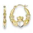 thumbnail image 1 of 10K & Rhodium Claddagh Hollow Hoop Earrings 10ER261, 1 of 3