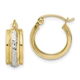 thumbnail image 1 of 10K & Rhodium Diamond Cut Small Hoop Earrings 10k Yellow Gold Earrings, 1 of 1