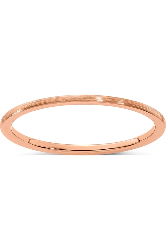 10K Rose Gold 1.2mm Half Round Satin Stackable Band Size 8.5