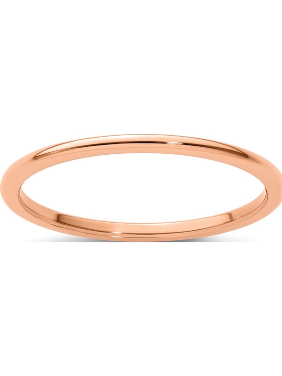 10K Rose Gold 1.2mm Half Round Polished Stackable Band Size 8