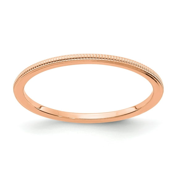 10K Rose Gold 1.2mm Milgrain Stackable Band - Size 5