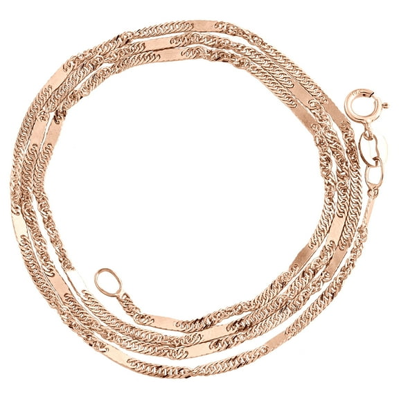 10K Rose Gold 1.50mm Solid Singapore Bar Fancy Chain Womens Necklace 20 Inch