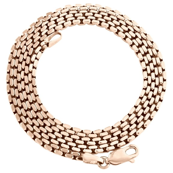 10K Rose Gold 2.25mm Hollow Open Square Box Chain Unisex Necklace 18 Inch