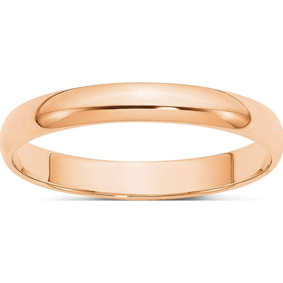 10K Rose Gold 3mm Ltw Half Round Band Size 7 Made In United States 1rhrl030-7