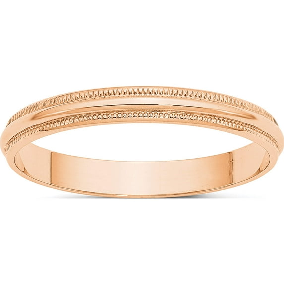 10K Rose Gold 3mm Ltw Milgrain Half Round Band Size 4.5 Made In United States 1rml030-4.5
