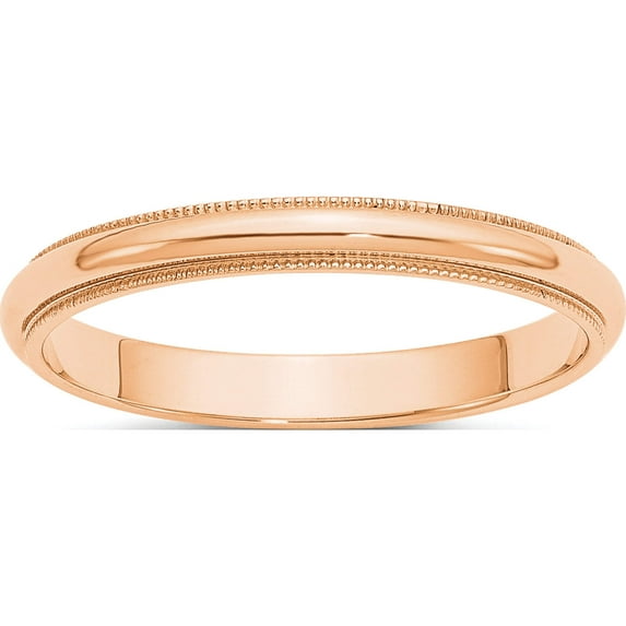 10K Rose Gold 3mm Milgrain Half Round Band Size 12.5 Made In United States 1rm030-12.5
