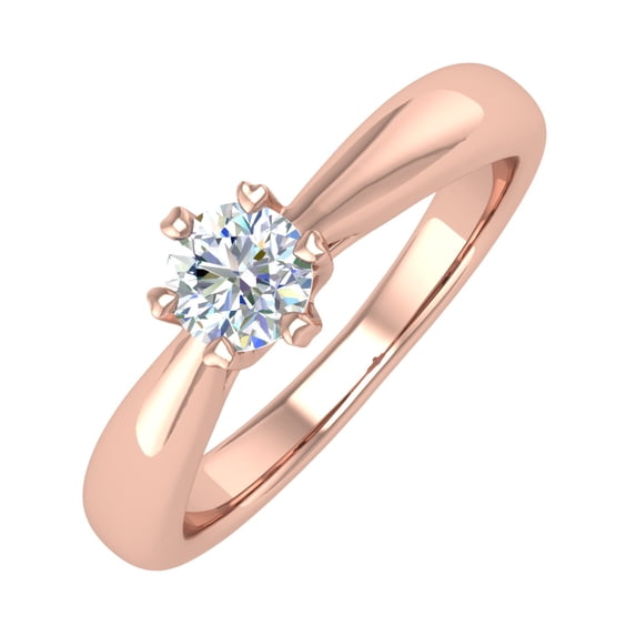 10K Rose Gold 6-Prong Set Diamond Solitaire Engagement Ring Band (0.27 Carat) (Ring Size 10.25)