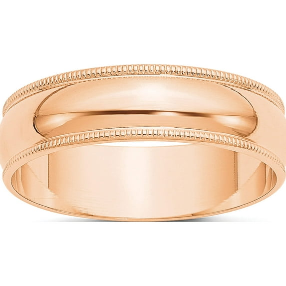 10K Rose Gold 6mm Ltw Milgrain Half Round Band Size 5 Made In United States 1rml060-5