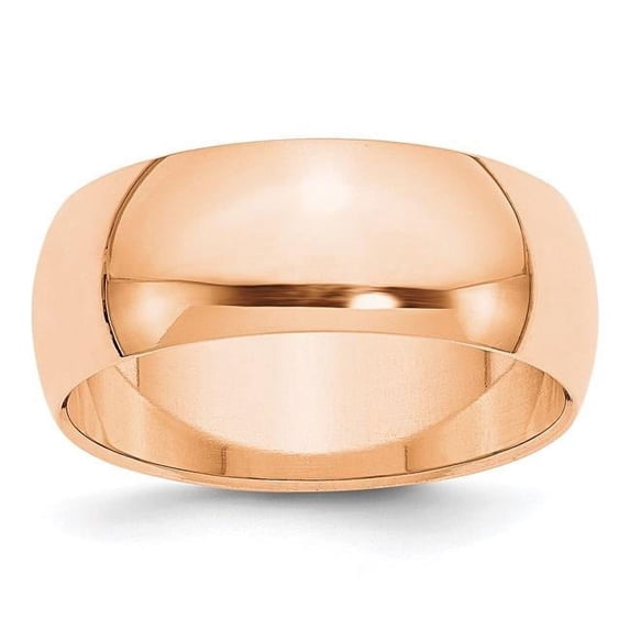 10K Rose Gold 8 mm Half Round Band, Size 5