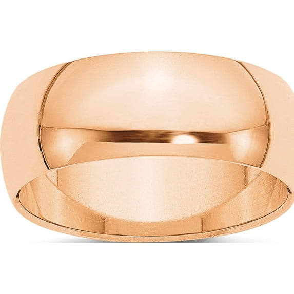 10K Rose Gold 8mm Half Round Band Size 12 Made In United States 1rhr080-12