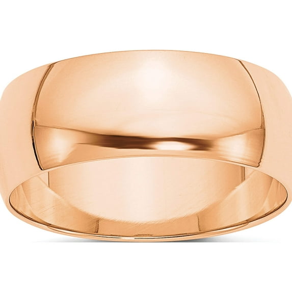 10K Rose Gold 8mm Ltw Half Round Band Size 11.5 Made In United States 1rhrl080-11.5