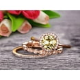 thumbnail image 1 of 10K Rose Gold Anniversary Gift Art Deco 2.25 Carat 6mm Round Cut Champagne Diamond Moissanite Wedding Ring Set Matching Band Anniversary Gift, 1 of 5