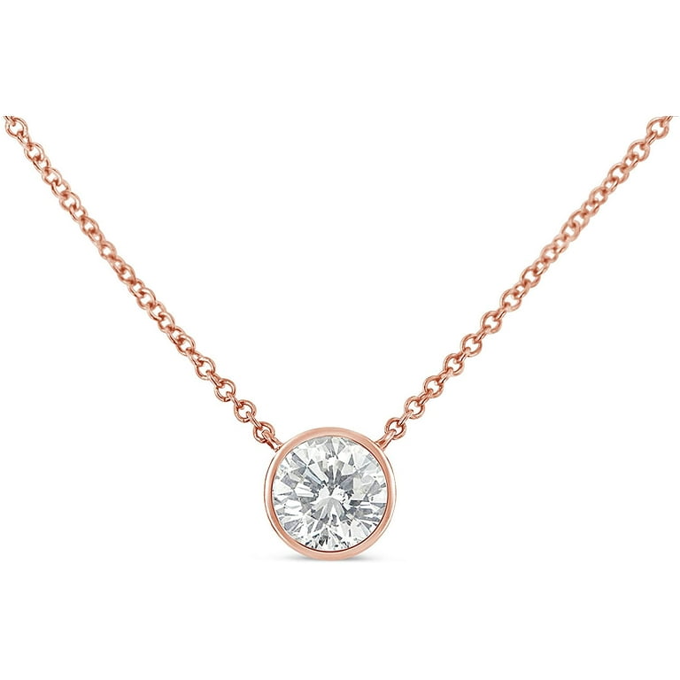 Rose gold solitaire sales necklace